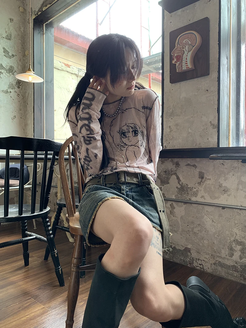 Karrram Y2k Aesthetics T-shirt Grunge Fairycore Harajuku Tshirt Japanese Cartoon Print Tee Shirts Korean Fashion Tops E-girl 00s