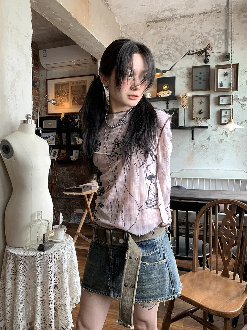 Karrram Y2k Aesthetics T-shirt Grunge Fairycore Harajuku Tshirt Japanese Cartoon Print Tee Shirts Korean Fashion Tops E-girl 00s