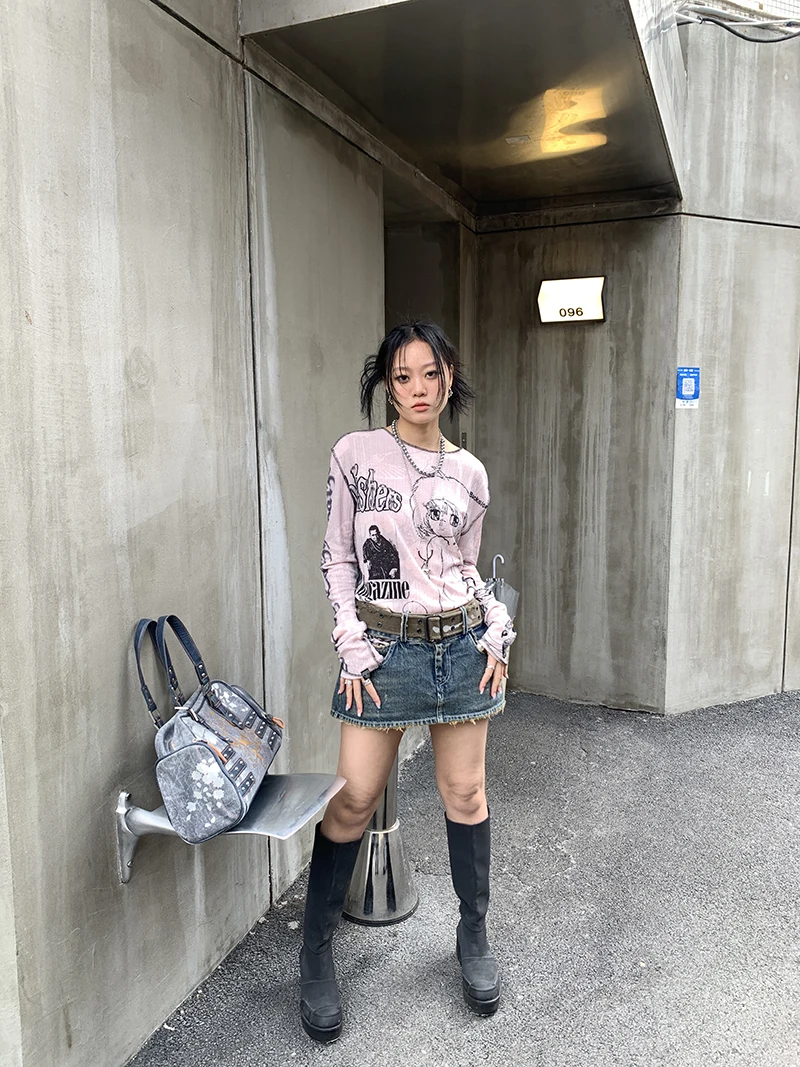 Karrram Y2k Aesthetics T-shirt Grunge Fairycore Harajuku Tshirt Japanese Cartoon Print Tee Shirts Korean Fashion Tops E-girl 00s