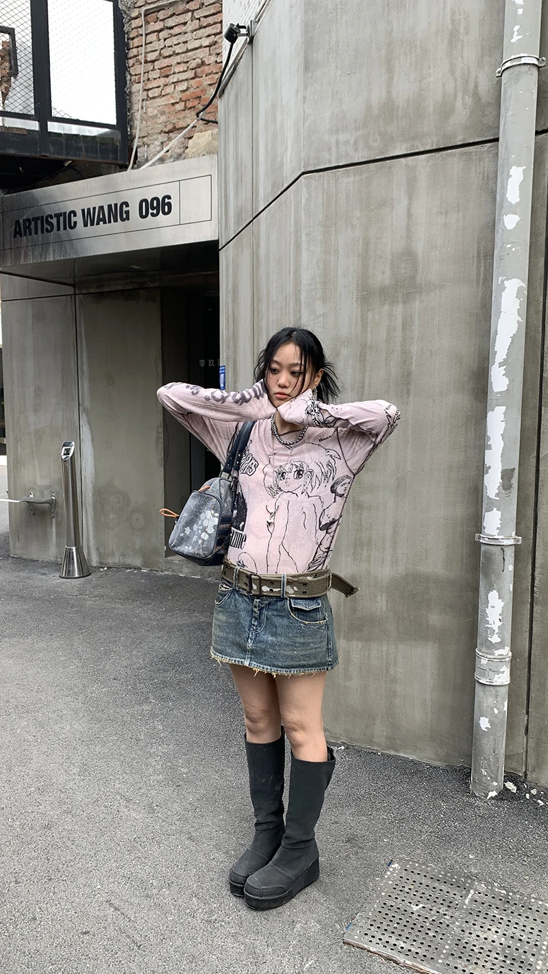 Karrram Y2k Aesthetics T-shirt Grunge Fairycore Harajuku Tshirt Japanese Cartoon Print Tee Shirts Korean Fashion Tops E-girl 00s