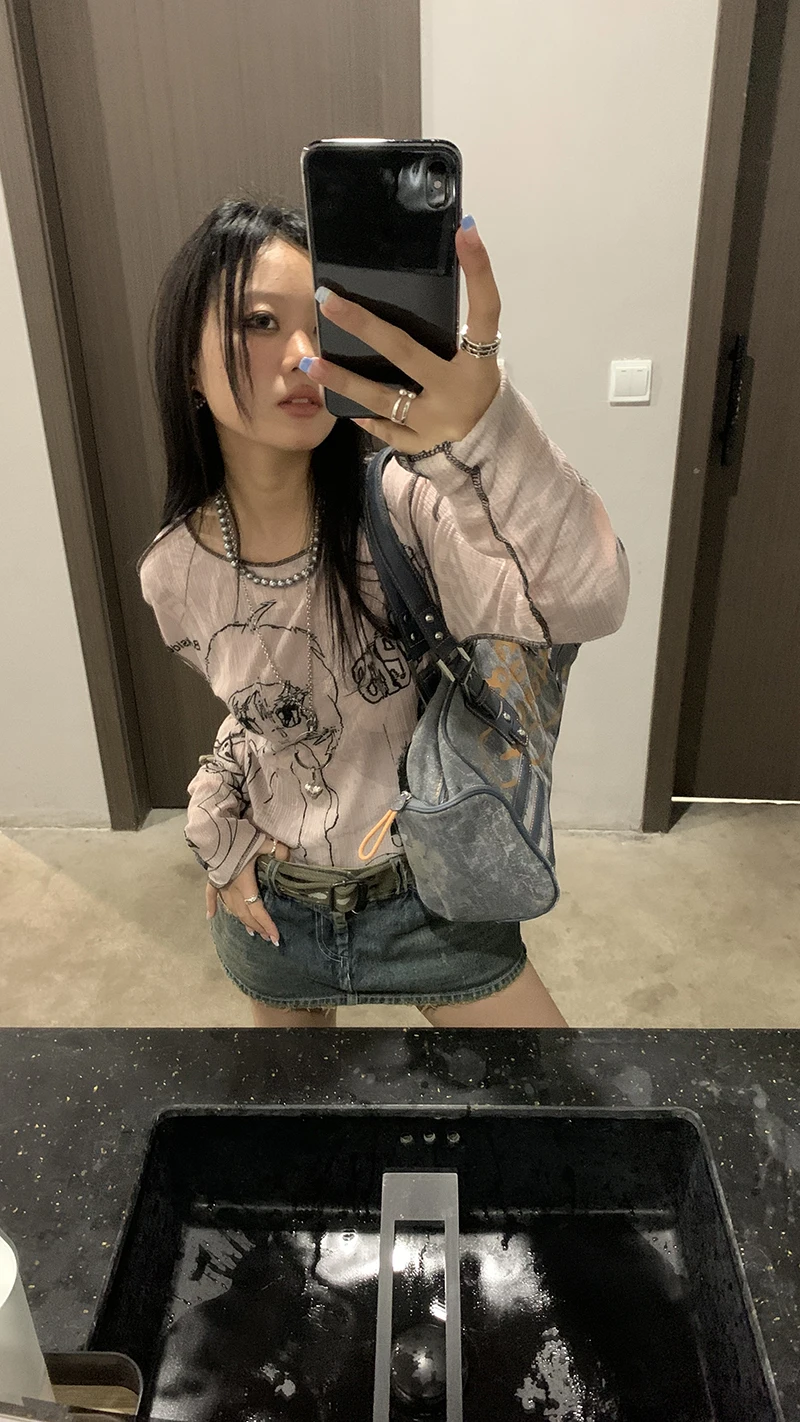 Karrram Y2k Aesthetics T-shirt Grunge Fairycore Harajuku Tshirt Japanese Cartoon Print Tee Shirts Korean Fashion Tops E-girl 00s