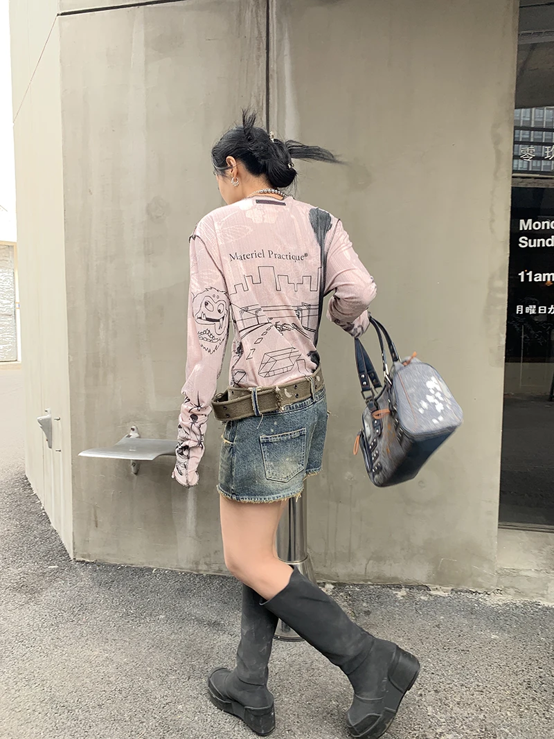 Karrram Y2k Aesthetics T-shirt Grunge Fairycore Harajuku Tshirt Japanese Cartoon Print Tee Shirts Korean Fashion Tops E-girl 00s