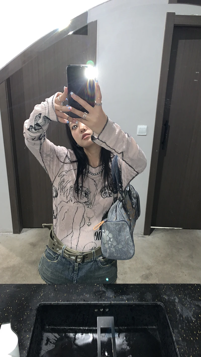 Karrram Y2k Aesthetics T-shirt Grunge Fairycore Harajuku Tshirt Japanese Cartoon Print Tee Shirts Korean Fashion Tops E-girl 00s