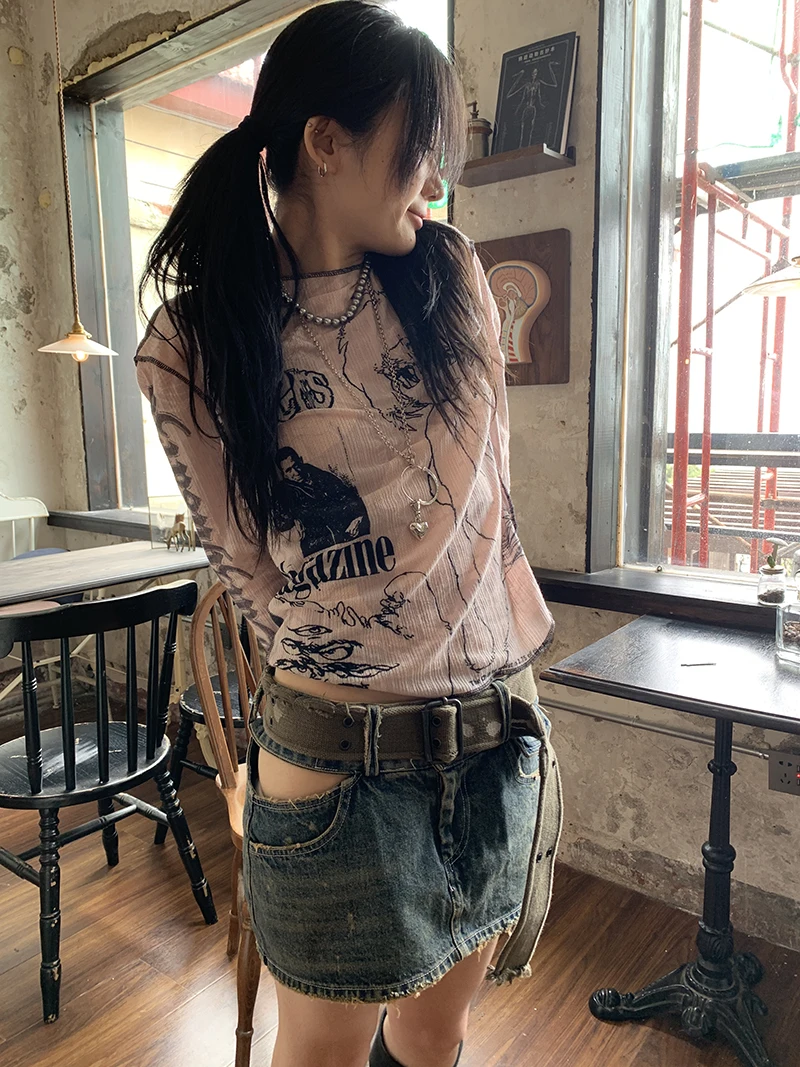Karrram Y2k Aesthetics T-shirt Grunge Fairycore Harajuku Tshirt Japanese Cartoon Print Tee Shirts Korean Fashion Tops E-girl 00s