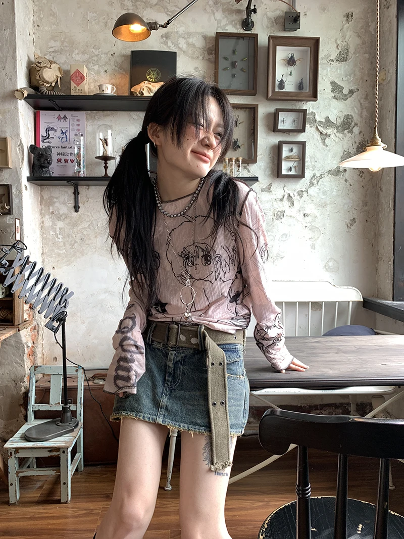 Karrram Y2k Aesthetics T-shirt Grunge Fairycore Harajuku Tshirt Japanese Cartoon Print Tee Shirts Korean Fashion Tops E-girl 00s