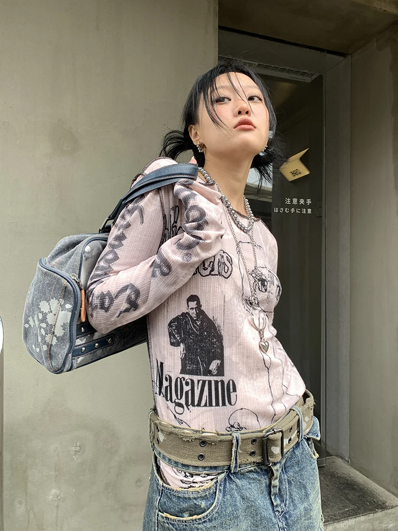 Karrram Y2k Aesthetics T-shirt Grunge Fairycore Harajuku Tshirt Japanese Cartoon Print Tee Shirts Korean Fashion Tops E-girl 00s