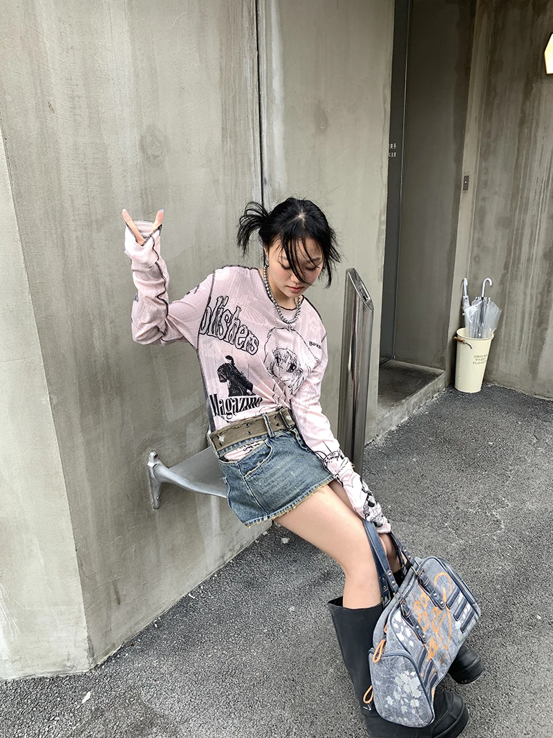 Karrram Y2k Aesthetics T-shirt Grunge Fairycore Harajuku Tshirt Japanese Cartoon Print Tee Shirts Korean Fashion Tops E-girl 00s