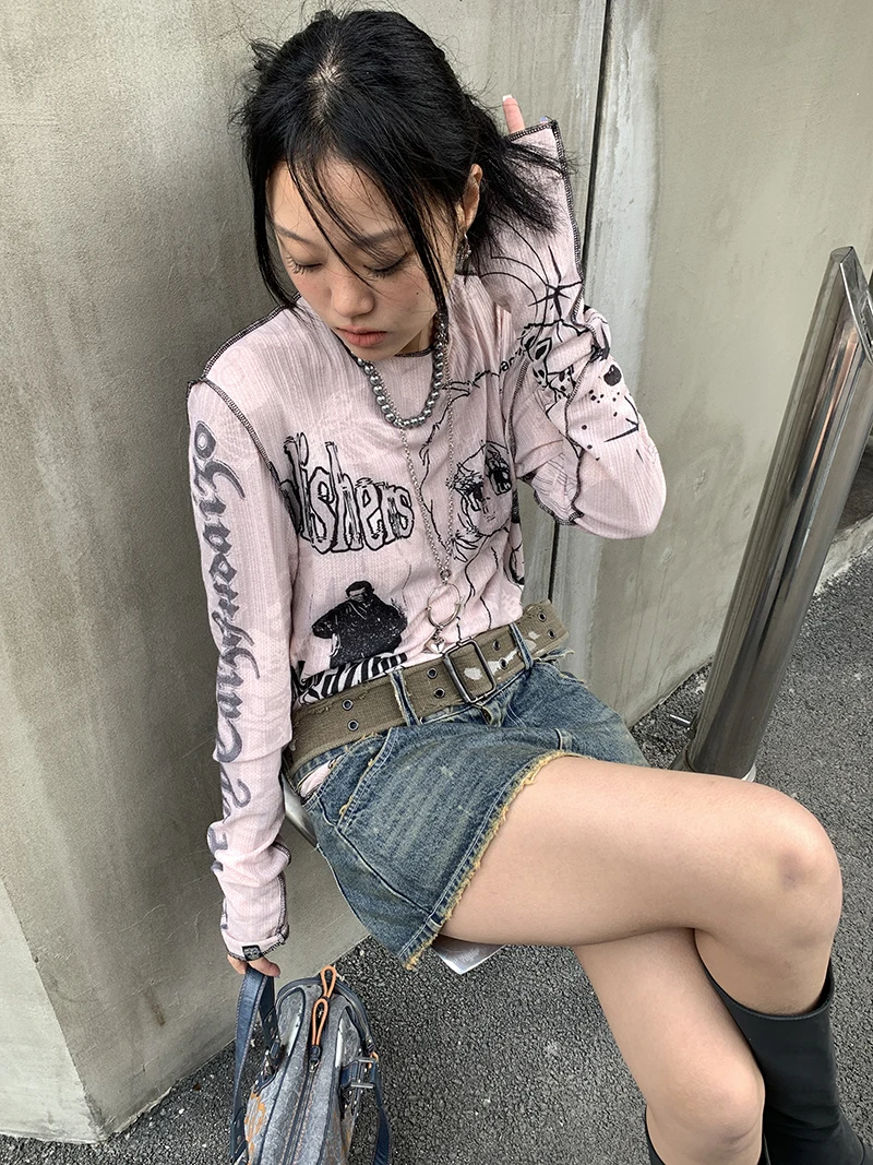 Karrram Y2k Aesthetics T-shirt Grunge Fairycore Harajuku Tshirt Japanese Cartoon Print Tee Shirts Korean Fashion Tops E-girl 00s