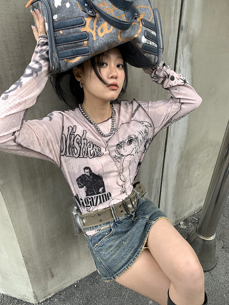 Karrram Y2k Aesthetics T-shirt Grunge Fairycore Harajuku Tshirt Japanese Cartoon Print Tee Shirts Korean Fashion Tops E-girl 00s