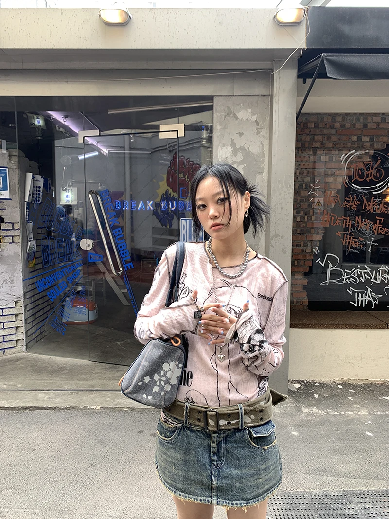 Karrram Y2k Aesthetics T-shirt Grunge Fairycore Harajuku Tshirt Japanese Cartoon Print Tee Shirts Korean Fashion Tops E-girl 00s