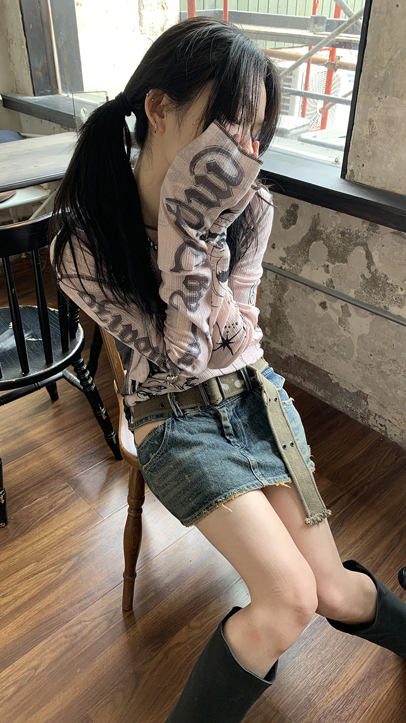 Karrram Y2k Aesthetics T-shirt Grunge Fairycore Harajuku Tshirt Japanese Cartoon Print Tee Shirts Korean Fashion Tops E-girl 00s