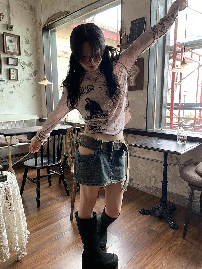 Karrram Y2k Aesthetics T-shirt Grunge Fairycore Harajuku Tshirt Japanese Cartoon Print Tee Shirts Korean Fashion Tops E-girl 00s