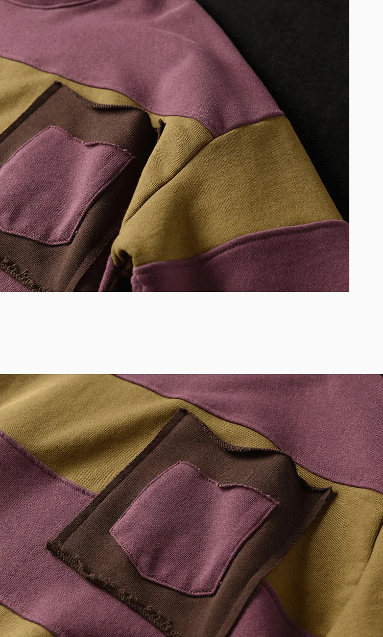 Amax LuluE Womens Loose Leisure O-Neck Design Hoodies Spring British Style Vintage Patchwork Sweatshirts Striped Street Clothes