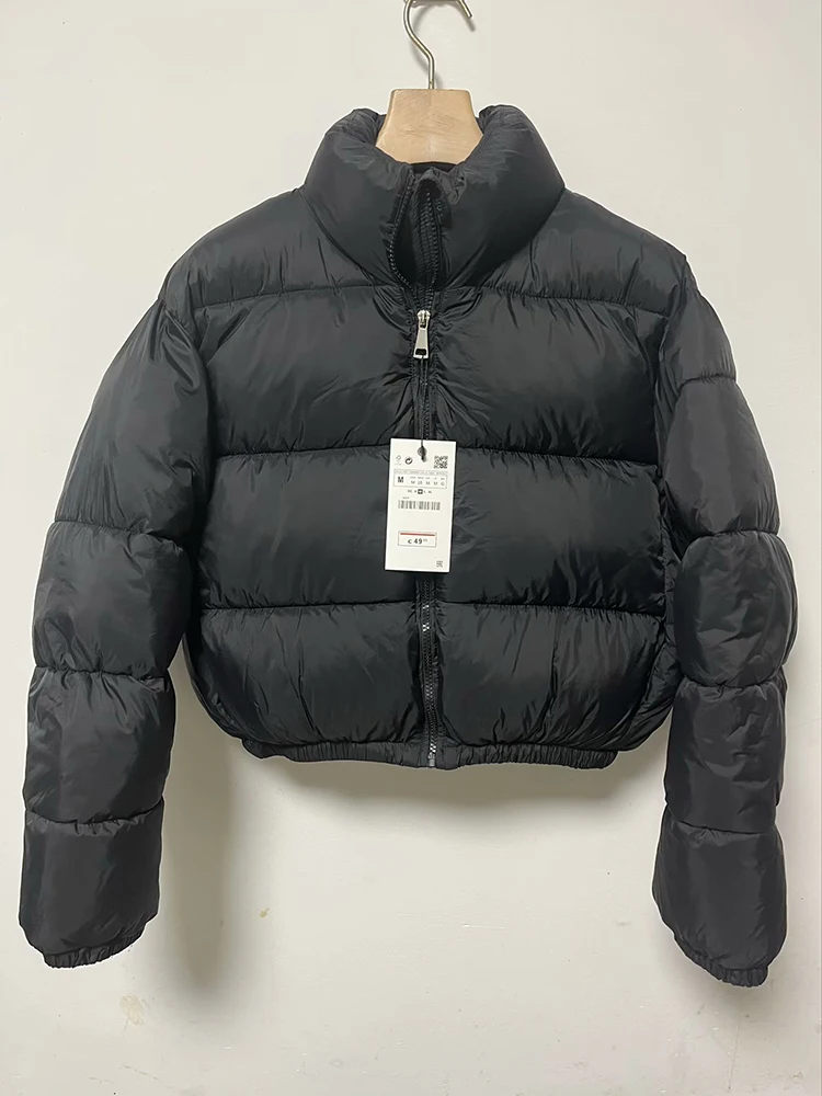 Vintage Women Brown Warm Puffer Jackets 2023 Winter Fashion Ladies Elegant Short Parka Casual Female Chic Green Outerwear