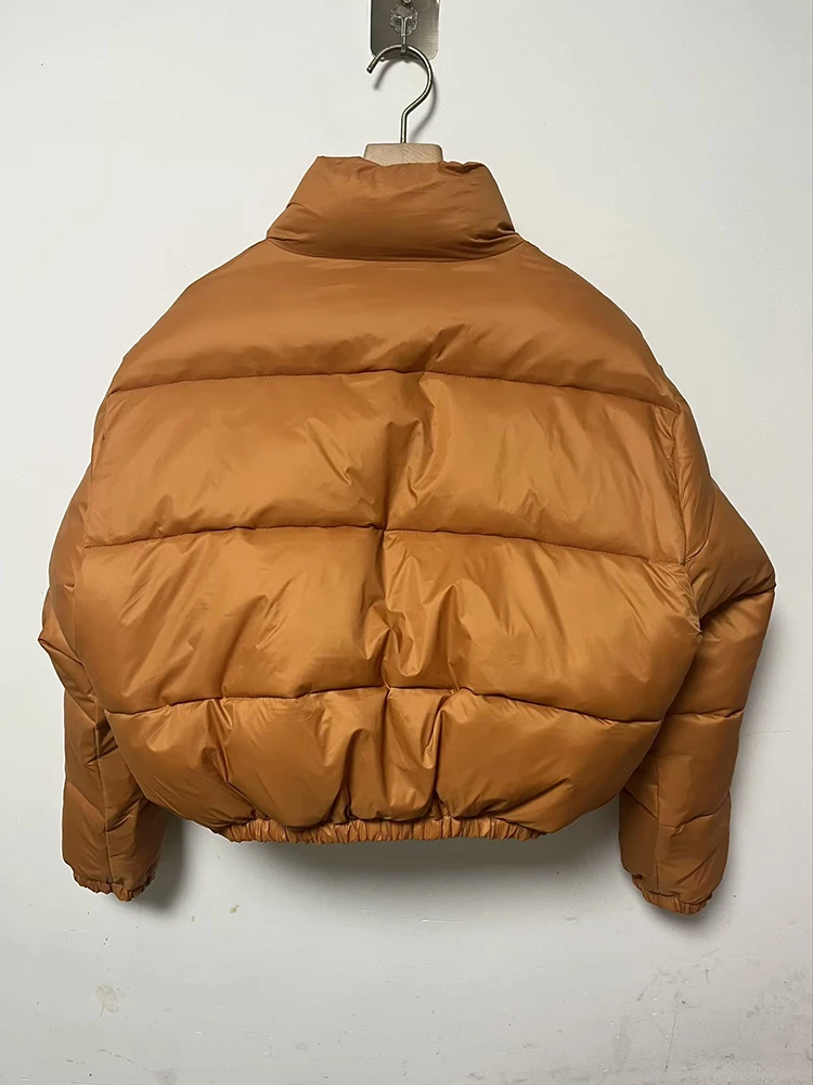 Vintage Women Brown Warm Puffer Jackets 2023 Winter Fashion Ladies Elegant Short Parka Casual Female Chic Green Outerwear