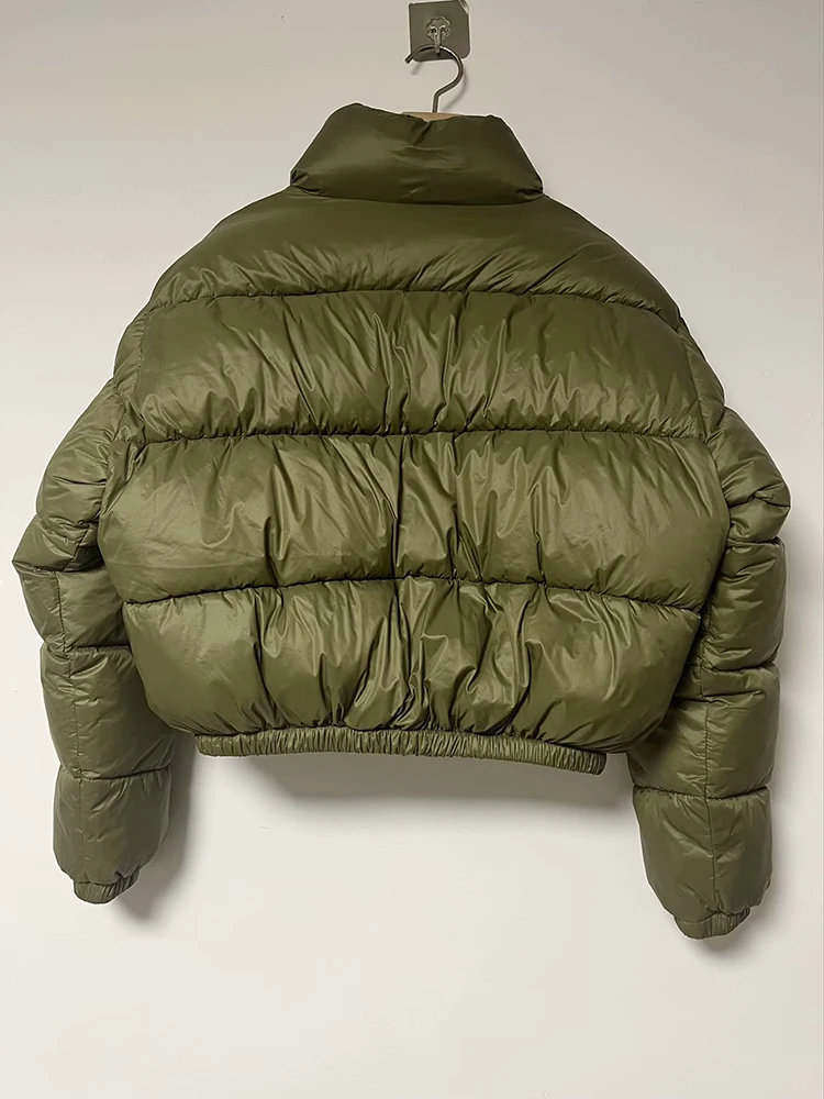 Vintage Women Brown Warm Puffer Jackets 2023 Winter Fashion Ladies Elegant Short Parka Casual Female Chic Green Outerwear