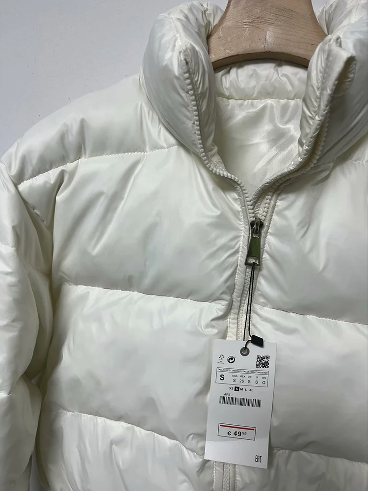 Vintage Women Brown Warm Puffer Jackets 2023 Winter Fashion Ladies Elegant Short Parka Casual Female Chic Green Outerwear
