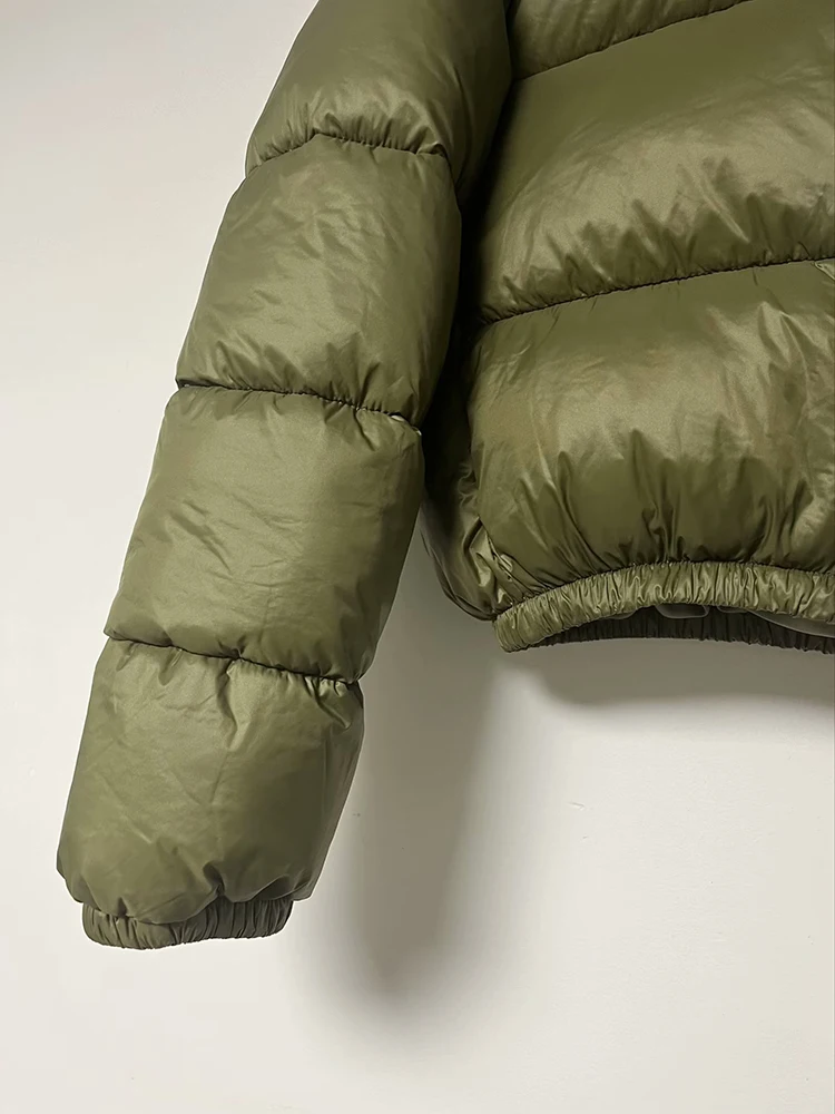 Vintage Women Brown Warm Puffer Jackets 2023 Winter Fashion Ladies Elegant Short Parka Casual Female Chic Green Outerwear