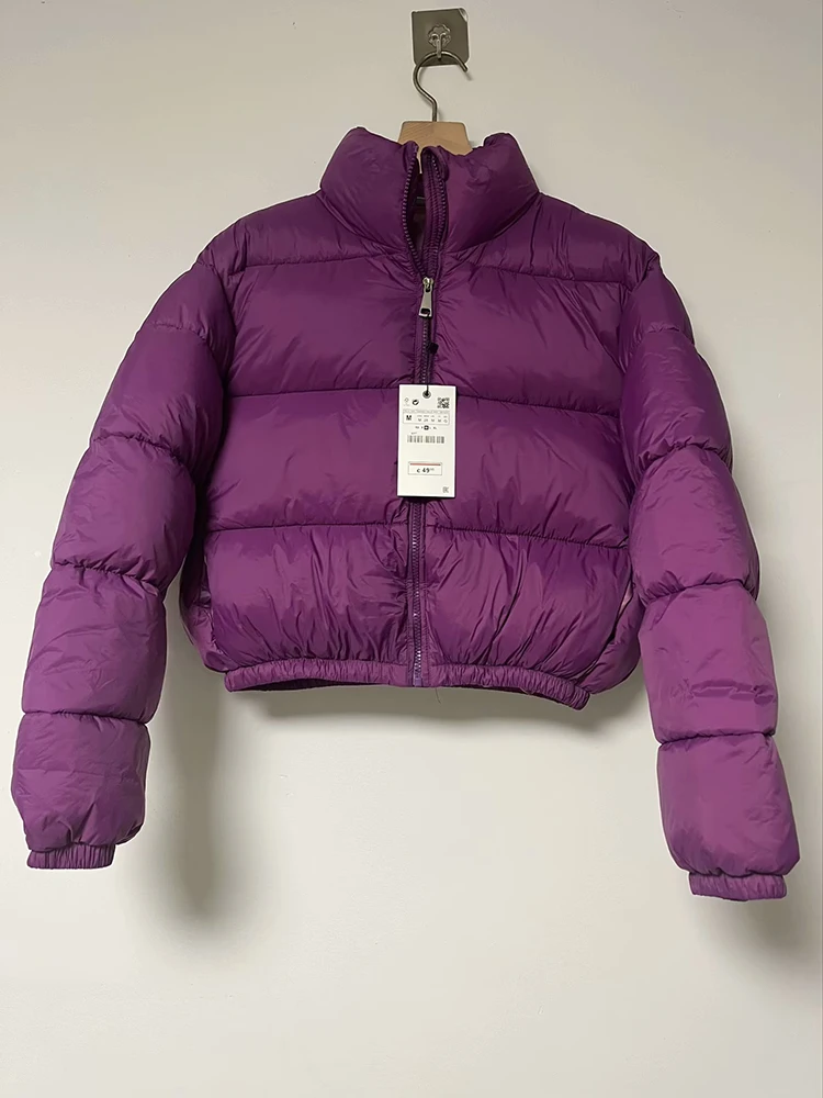 Vintage Women Brown Warm Puffer Jackets 2023 Winter Fashion Ladies Elegant Short Parka Casual Female Chic Green Outerwear