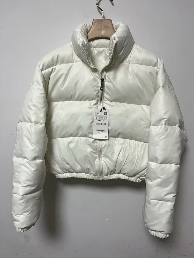 Vintage Women Brown Warm Puffer Jackets 2023 Winter Fashion Ladies Elegant Short Parka Casual Female Chic Green Outerwear