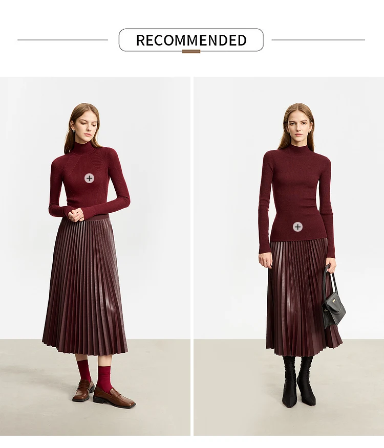 AMII Minimalist Retro Fashion Women Skirts 2024 Winter New A-line Pleated PU Simple Office Lady Leather Skirt Female 12323021