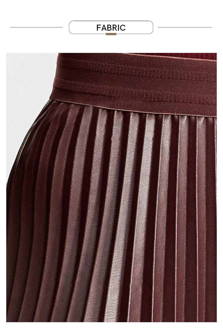 AMII Minimalist Retro Fashion Women Skirts 2024 Winter New A-line Pleated PU Simple Office Lady Leather Skirt Female 12323021