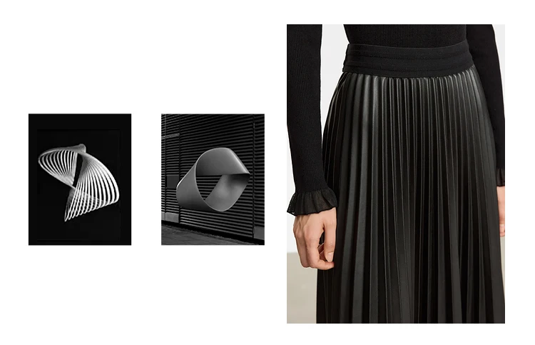 AMII Minimalist Retro Fashion Women Skirts 2024 Winter New A-line Pleated PU Simple Office Lady Leather Skirt Female 12323021