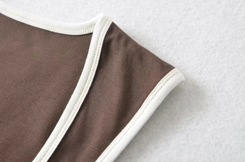 Woman Fashion Slim Solid Contrust Camis Casual Sleeveless Tanks Square Collar Crop Tops Clothing Streetwear Mujer 2024 Y2k