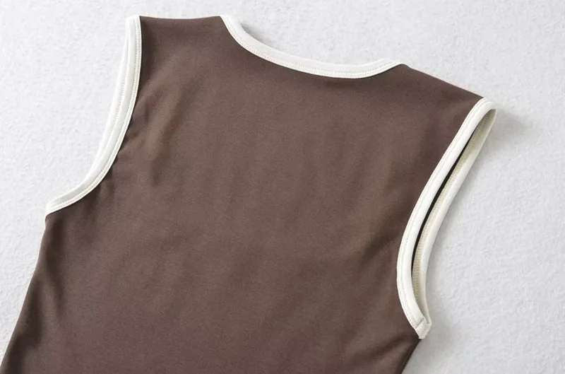 Woman Fashion Slim Solid Contrust Camis Casual Sleeveless Tanks Square Collar Crop Tops Clothing Streetwear Mujer 2024 Y2k