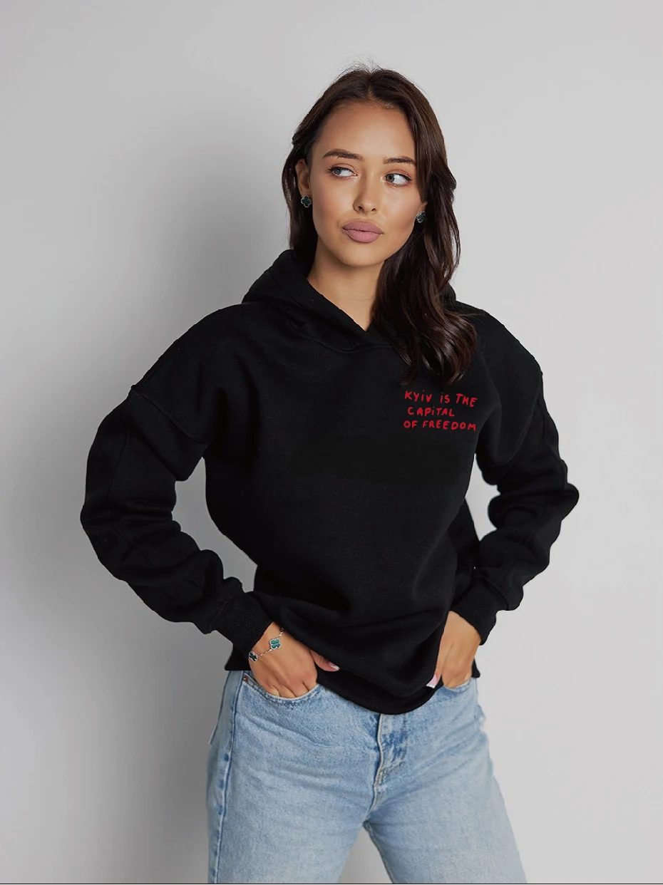 Summer Simple Fashion Printing T-Shirt With Kyiv Is The CAPiTAL of Freedom Women's Summer Boutique Cotton Shirt Drop Sleeve Tee