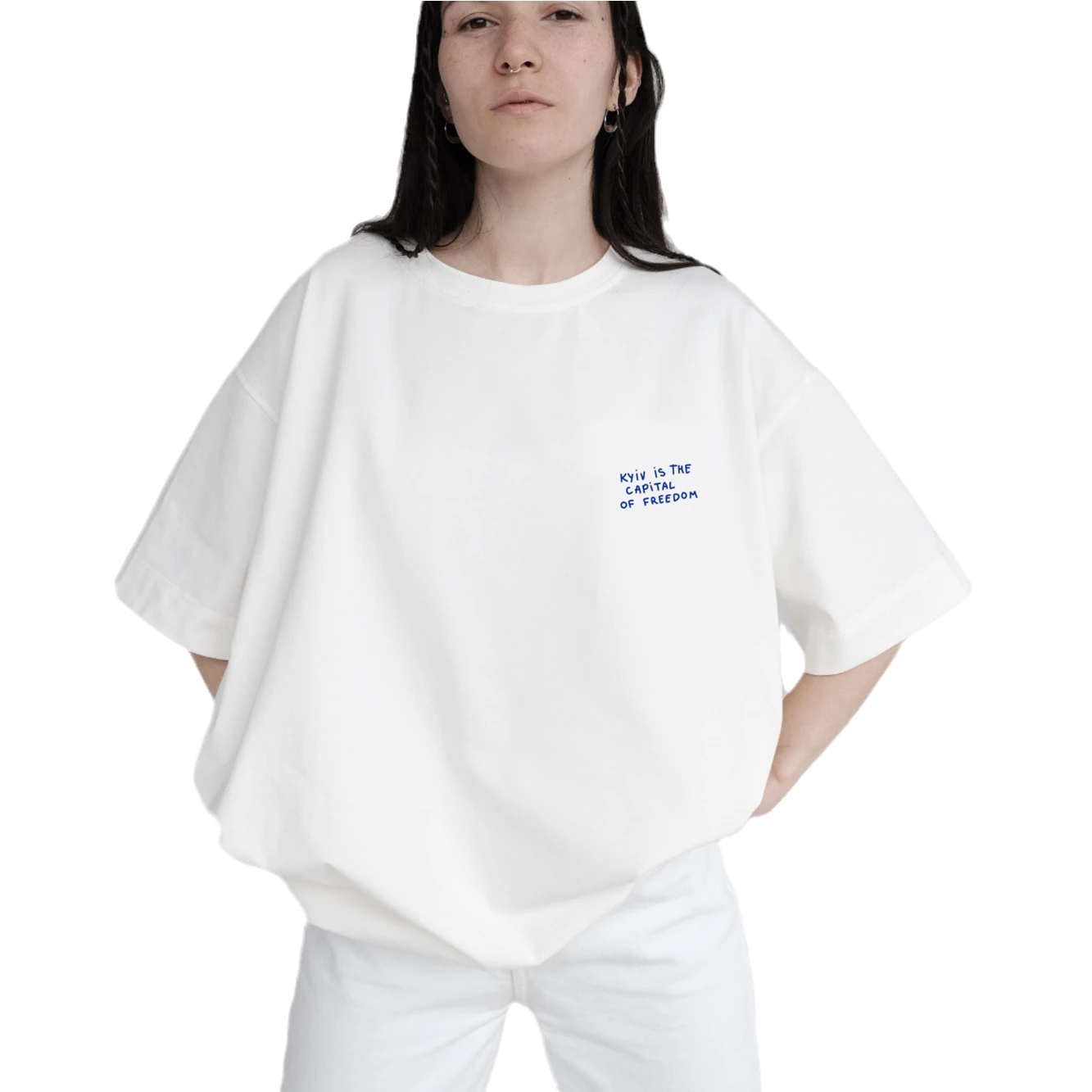 Summer Simple Fashion Printing T-Shirt With Kyiv Is The CAPiTAL of Freedom Women's Summer Boutique Cotton Shirt Drop Sleeve Tee