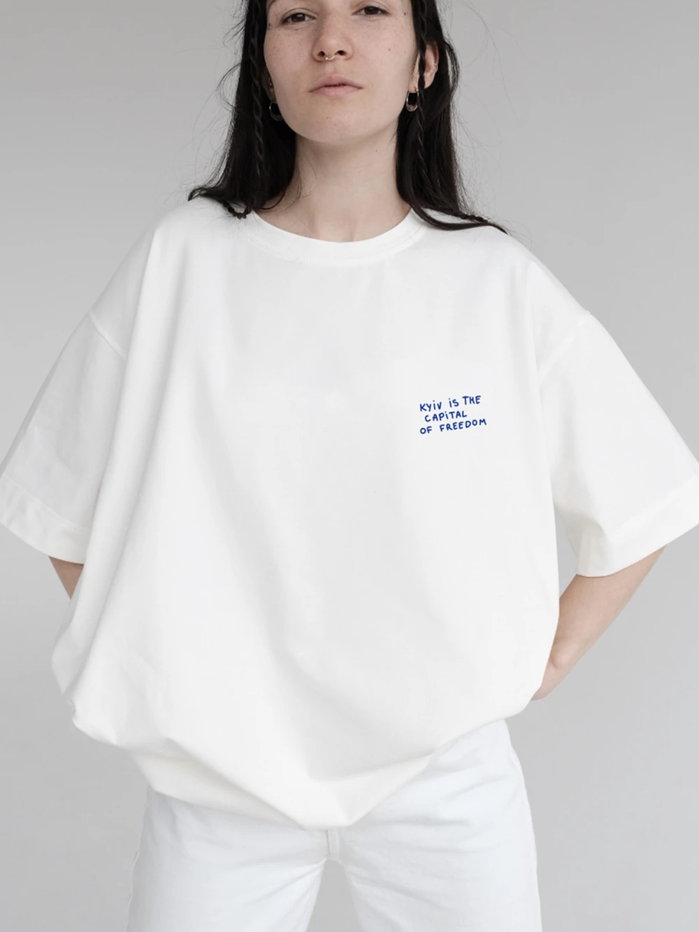 Summer Simple Fashion Printing T-Shirt With Kyiv Is The CAPiTAL of Freedom Women's Summer Boutique Cotton Shirt Drop Sleeve Tee