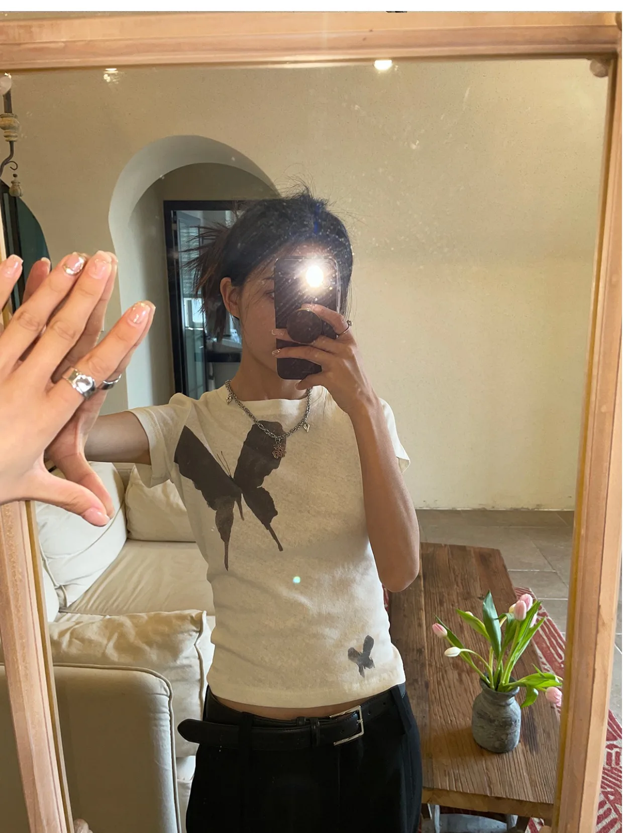 Karrram Grunge Butterfly Print T-shirts Vintage Gothic Short Sleeve Tshirt Korean Fashion Fairycore Tops Harajuku Japanese 90s