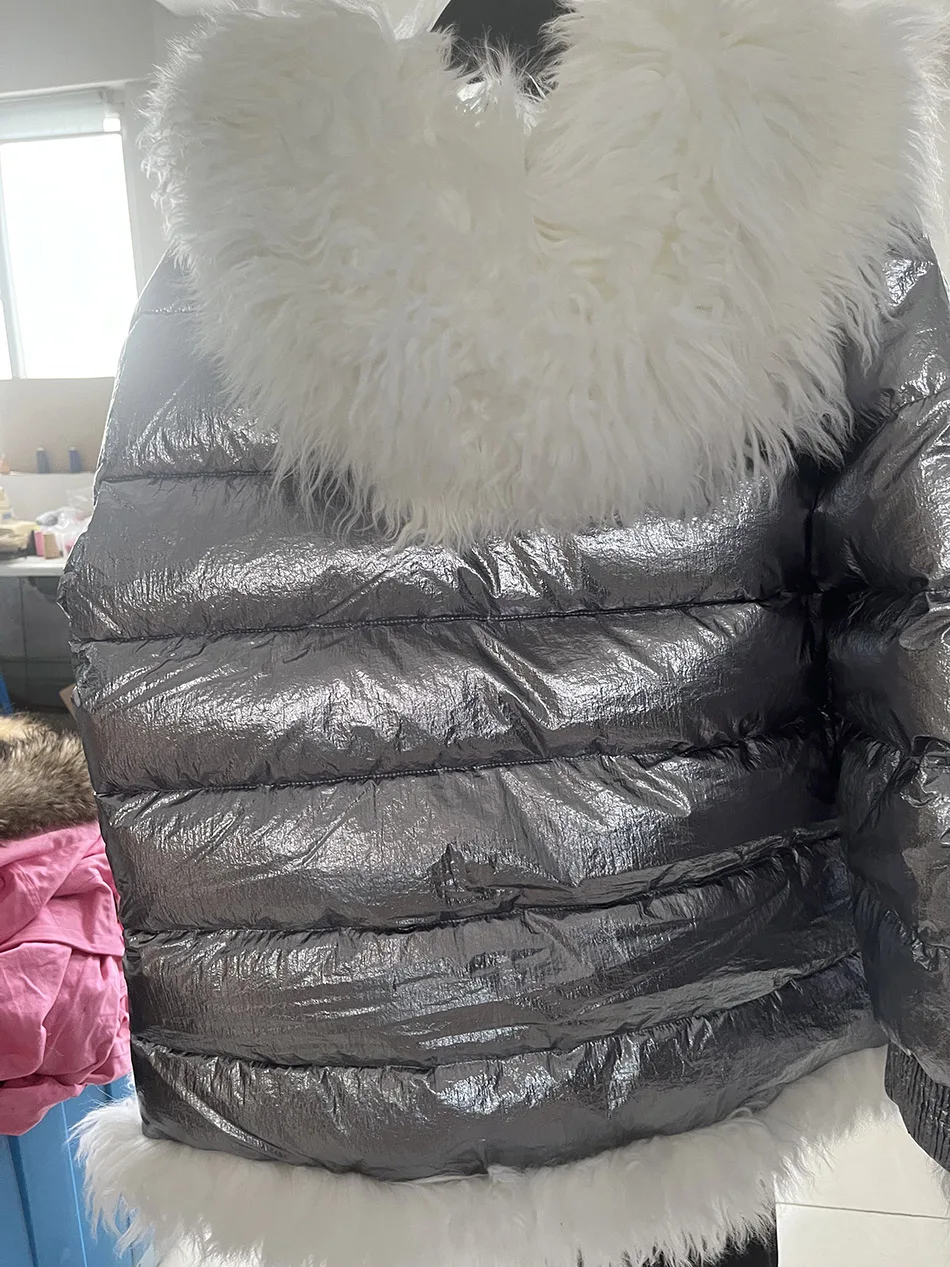 Maomaokong 2026 Women Winter Natural Real Fur Collar Thick White Duck Down Jacket Luxury Female Clothes Outerwear Puffer Coat