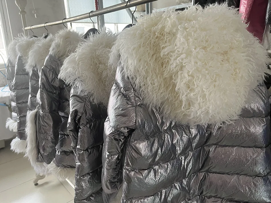 Maomaokong 2026 Women Winter Natural Real Fur Collar Thick White Duck Down Jacket Luxury Female Clothes Outerwear Puffer Coat