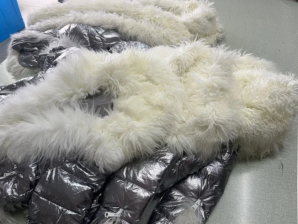 Maomaokong 2026 Women Winter Natural Real Fur Collar Thick White Duck Down Jacket Luxury Female Clothes Outerwear Puffer Coat