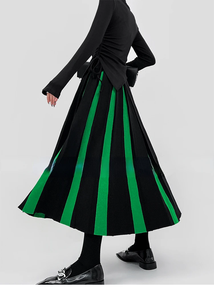Autumn Winter Women's Skirts Elegant Fashion Knitted A-LINE Skirt Office Lady Black White Long Skirts for Women Fashion 2025