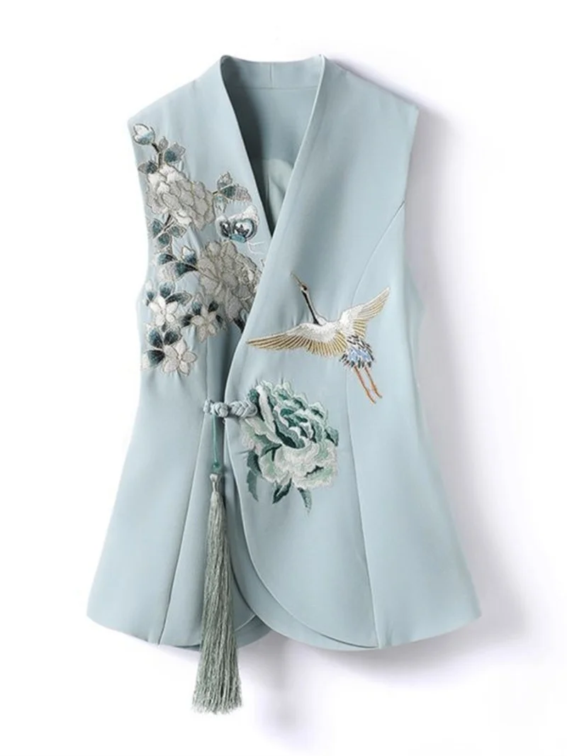 Temperament National Wind Vest Female Spring New Product 2026 Heavy Industry Phoenix Embroidery Chinese-Style Waistcoat Female
