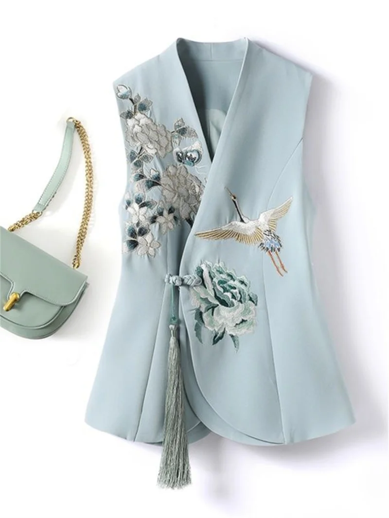 Temperament National Wind Vest Female Spring New Product 2026 Heavy Industry Phoenix Embroidery Chinese-Style Waistcoat Female