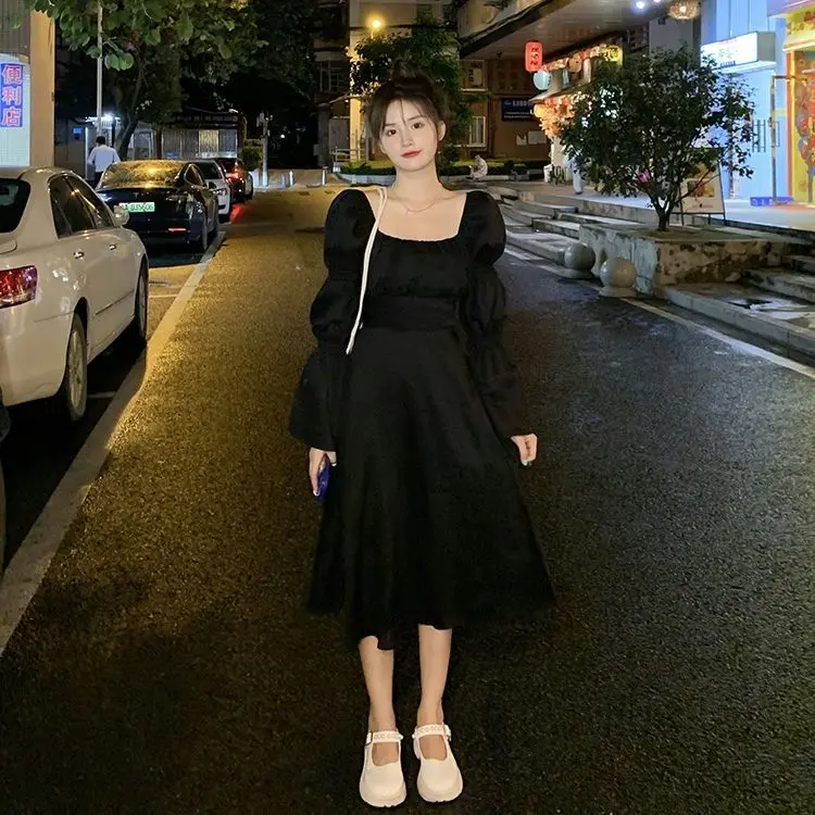 Sweet Back Puff Sleeve Dress Women Autumn 2025 New Pink Bandage Dress Fashion Elegant Chiffon Long Dresses Female