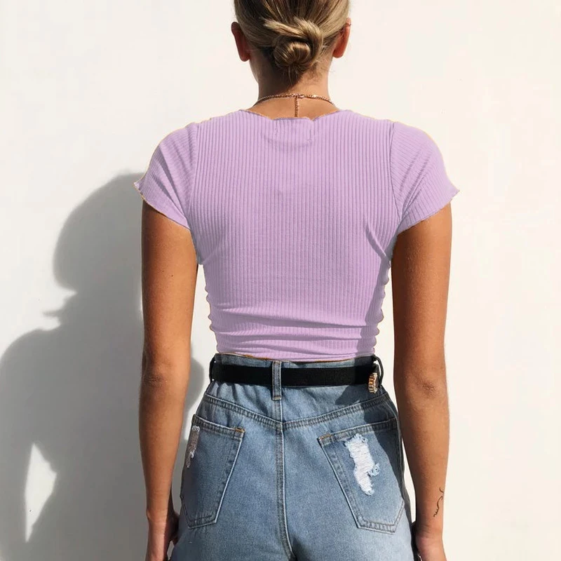 Sexy V Neck Cropped Tank Tops Women Drawstring Tie Up Front Camis Candy Colors Streetwear Slim Fit Ribbed Crop Top 2024