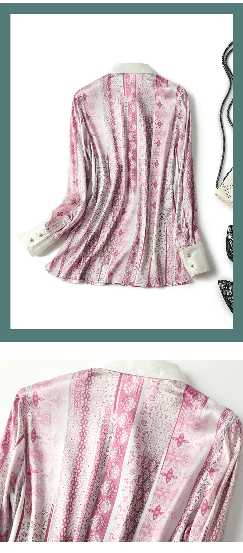 2024 Autumn Women Tops Office Lady Real Mulberry Silk Shirt Women's Long Sleeve Silk Blouse Loose Casual Elegant Shirts Zm3342
