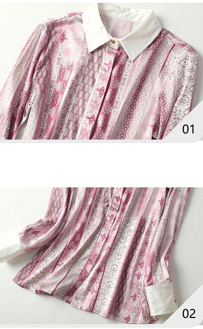 2024 Autumn Women Tops Office Lady Real Mulberry Silk Shirt Women's Long Sleeve Silk Blouse Loose Casual Elegant Shirts Zm3342