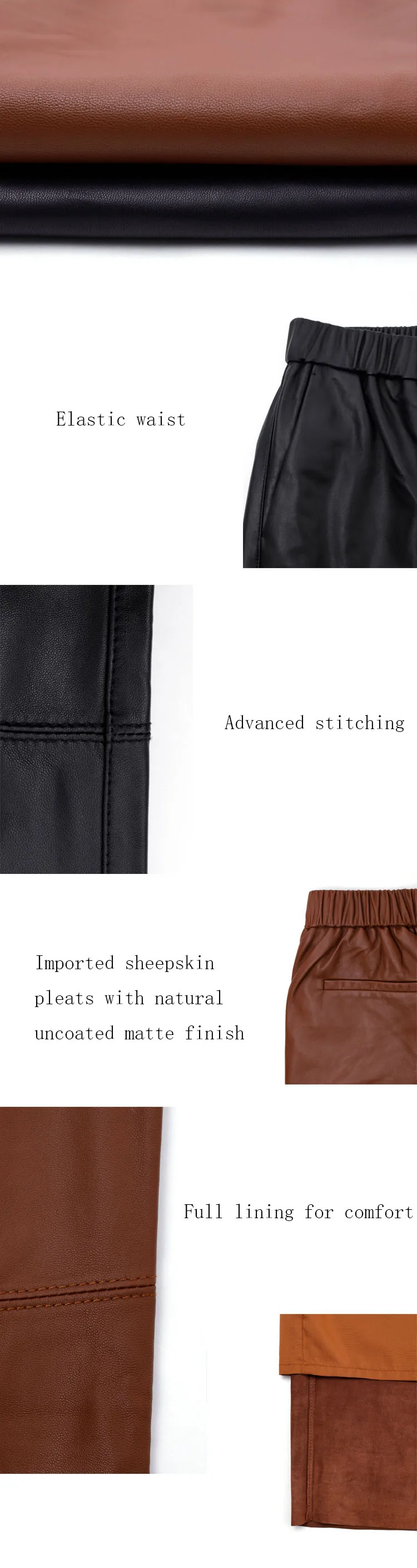 Genuine Leather Harem Pants Women Real Sheepskin Trousers High Elastic Waist 2026 New Streetwear Plus Size Pants Y2k Fashion