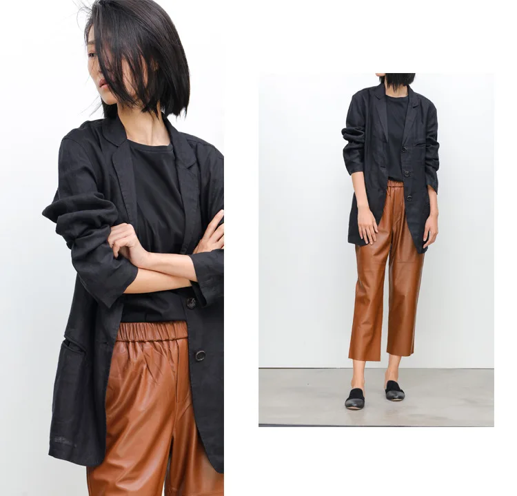 Genuine Leather Harem Pants Women Real Sheepskin Trousers High Elastic Waist 2026 New Streetwear Plus Size Pants Y2k Fashion
