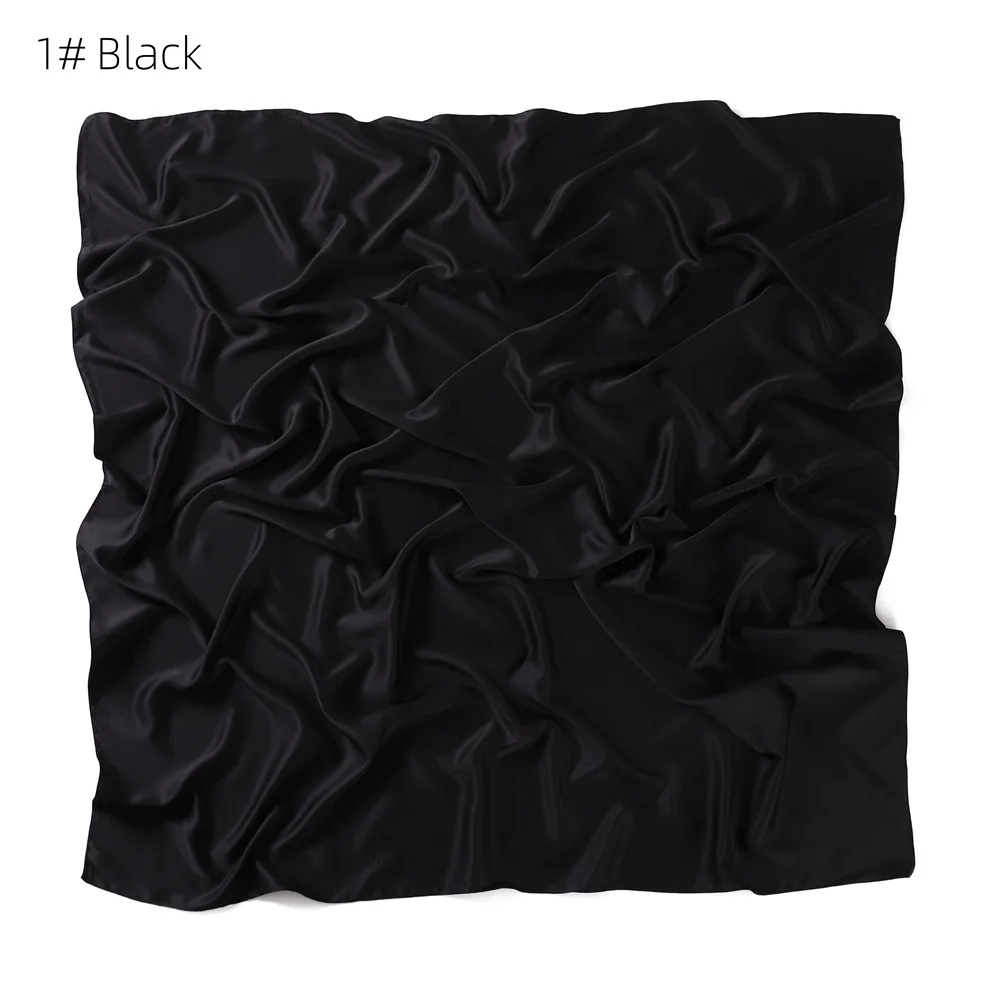 110*110CM Satin Silk Square Scarf For Women Muslim Hijab Shawl Headscarf Solid Headband Islamic Turban Bandana Bufandas Foulard