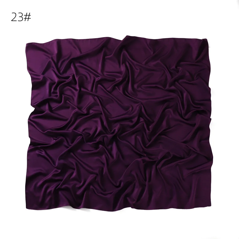 110*110CM Satin Silk Square Scarf For Women Muslim Hijab Shawl Headscarf Solid Headband Islamic Turban Bandana Bufandas Foulard