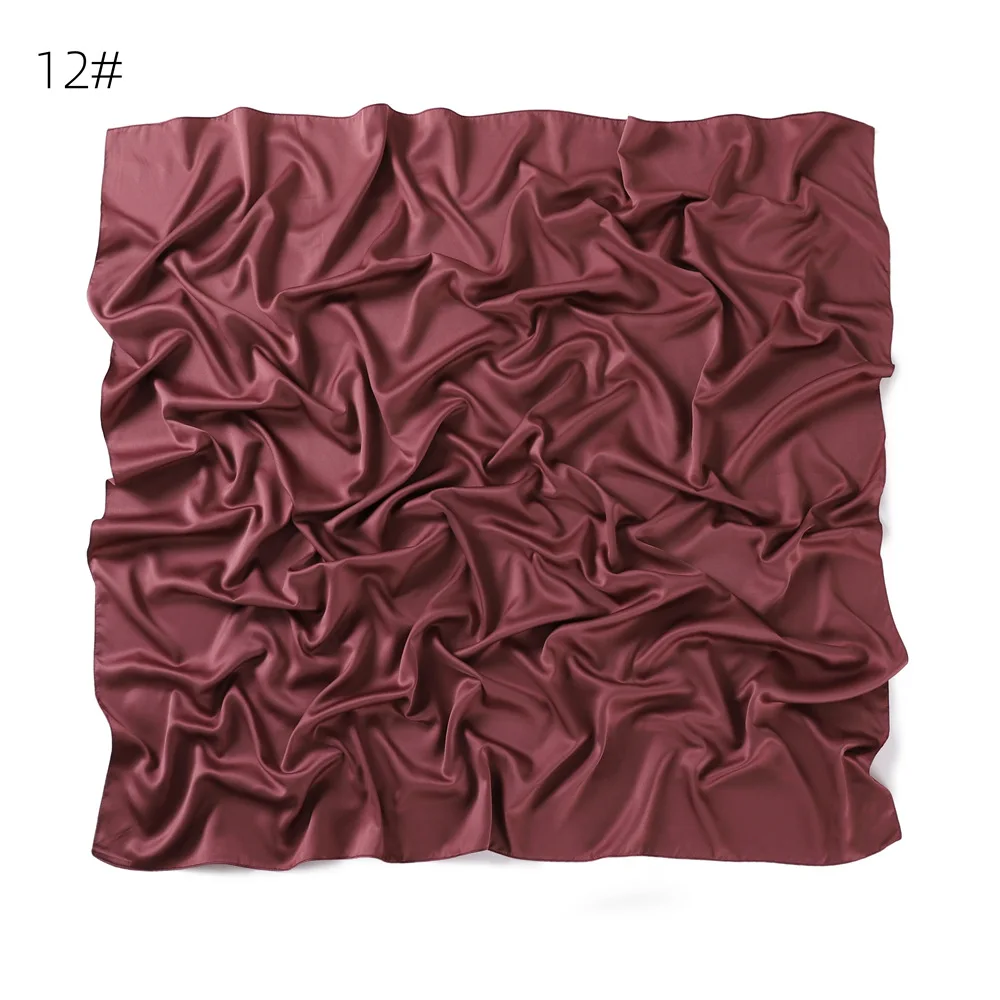110*110CM Satin Silk Square Scarf For Women Muslim Hijab Shawl Headscarf Solid Headband Islamic Turban Bandana Bufandas Foulard