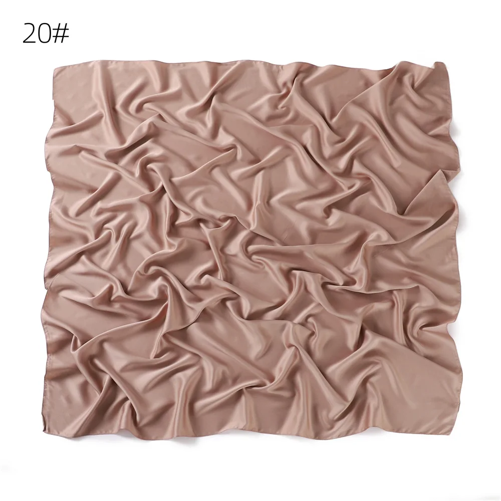 110*110CM Satin Silk Square Scarf For Women Muslim Hijab Shawl Headscarf Solid Headband Islamic Turban Bandana Bufandas Foulard