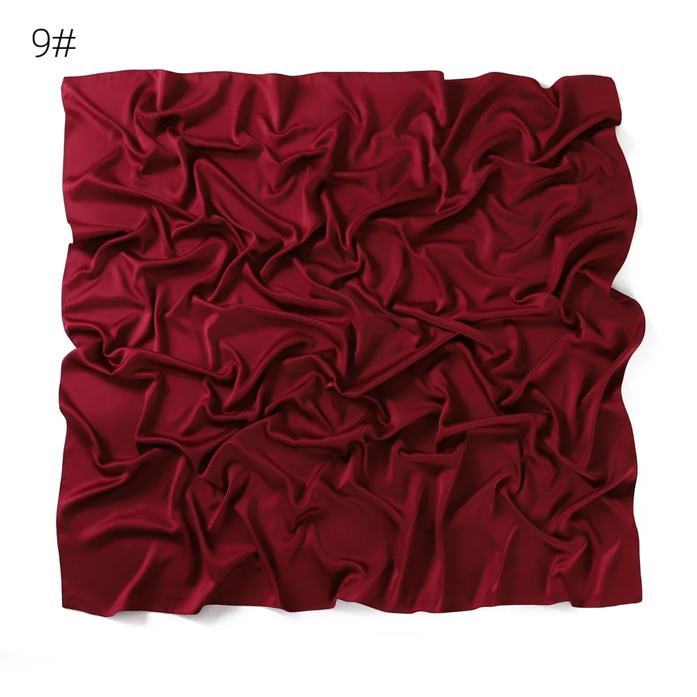 110*110CM Satin Silk Square Scarf For Women Muslim Hijab Shawl Headscarf Solid Headband Islamic Turban Bandana Bufandas Foulard